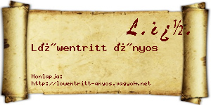 Löwentritt Ányos névjegykártya